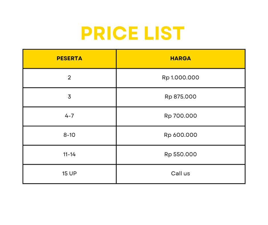 HARGA TOUR TANPA HOTEL 2D1N